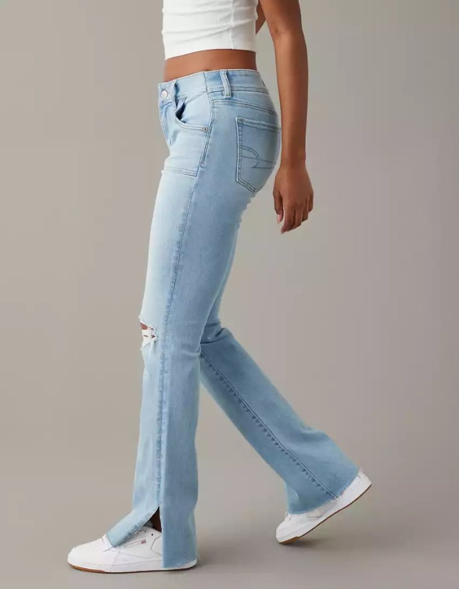 Jean American Eagle AE Ne(x)t Level Ripped Low-Rise Kick Bootcut Lavage Clair Femme | VWH-65689984